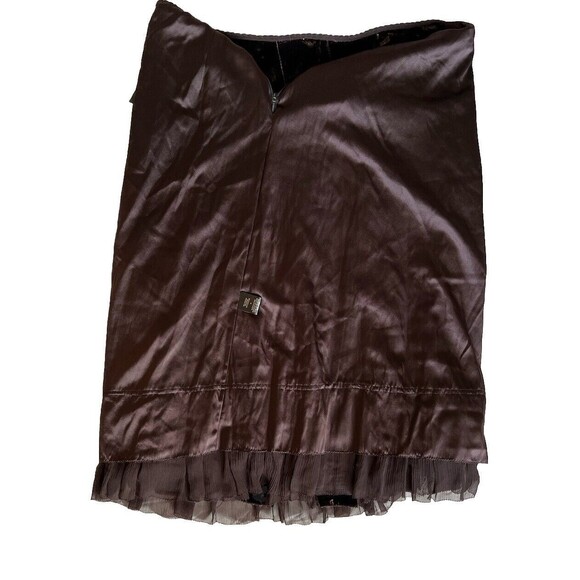 Elie Tahari Sydney Skirt 10 Walnut Rayon Silk Blend NWT Lined Zip Velvet Sheer - Picture 9 of 14